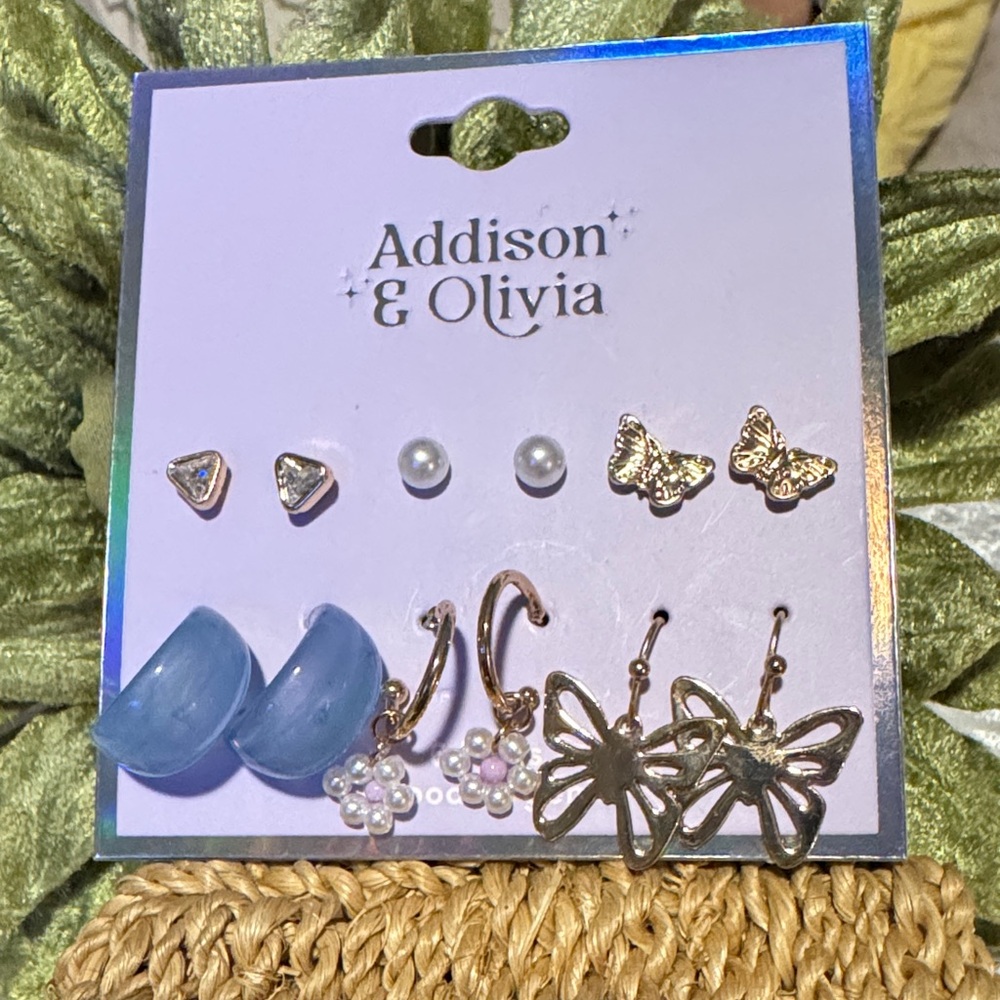 🌸Final price🌸 Butterfly and Pearl Earring Set - Blue and Gold
